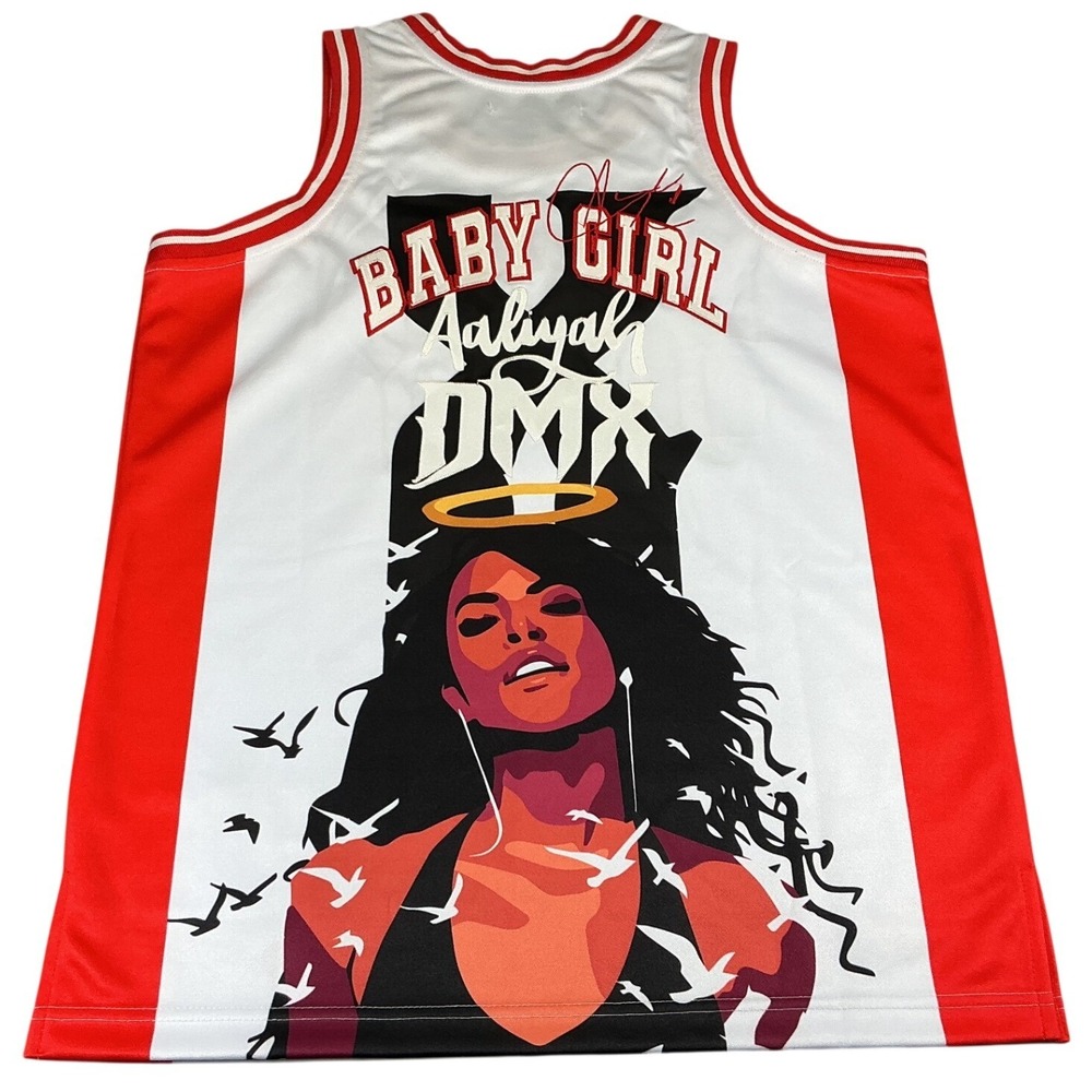 Headgear Classics Aaliyah‎ DMX Basketball Jersey Small White Red NWT